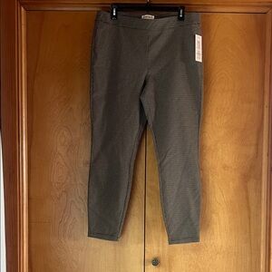 Tan, Brown, and Black Micro-Check Pull-On Stretch Ankle Pants